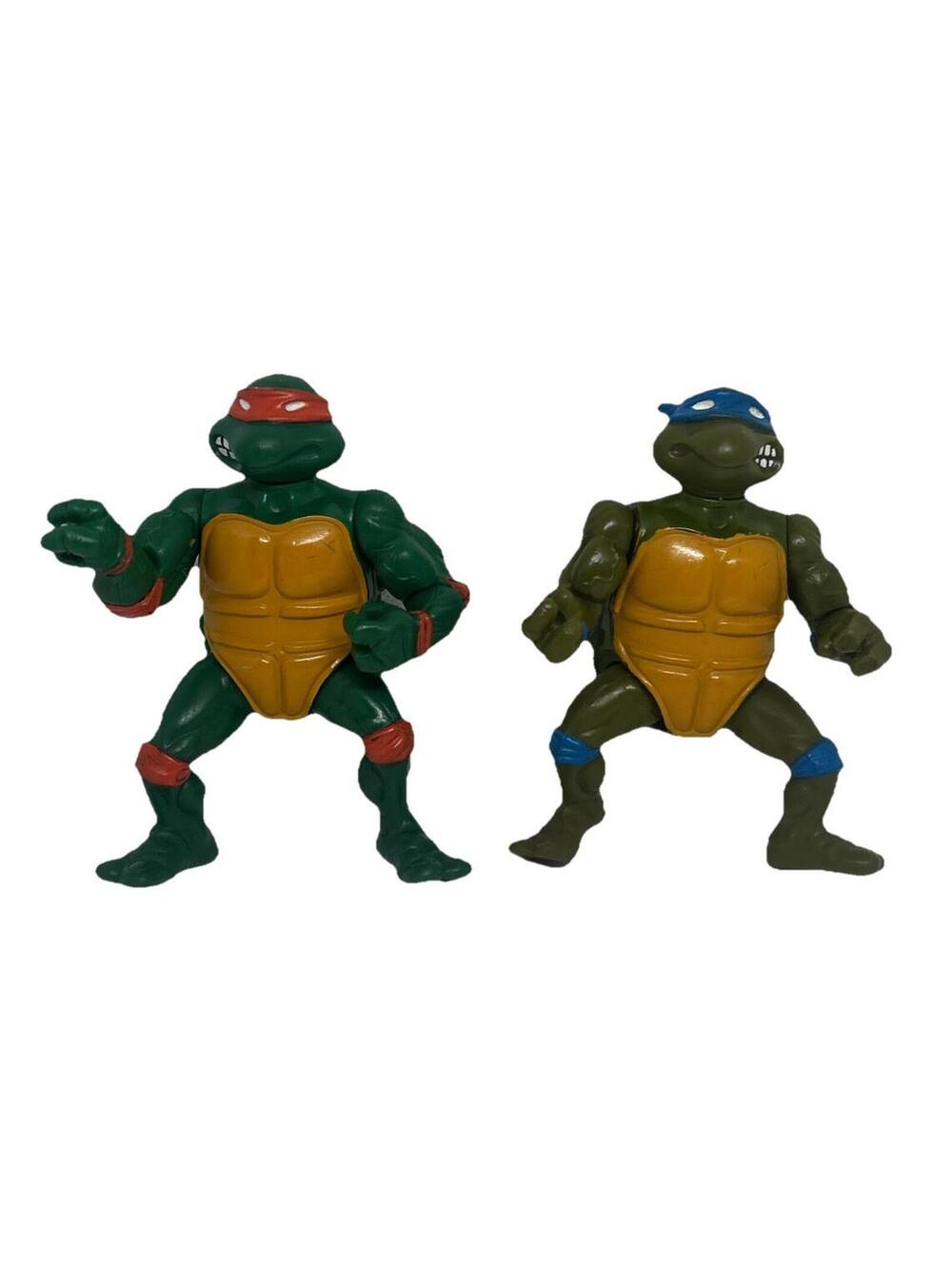 Vintage 80s 90s TMNT Action Figure Lot 2 Leonardo Michelangelo 4” Ninja Turtles
